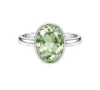 Meadows Ring in 925 Sterling Silver Oval Green Amethyst Gemstone Statement Ring for Women Solitaire Design Boho Jewelry Gift R-16AS_58 (18.5)