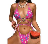 MEAKTSMI 2 Stücke Frauen Badeanzüge Tanga Badeanzug Cartoon Druck Zwei Stück Sets Badeanzug Multi Farbe Bandeau Schwimmen Top