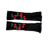 MEAKTSMI Gerippte Gestrickte Weihnachts Stiefelmanschetten Süße Kirschen Schleife Festival Beinstulpen Wadensocken Für Kaltes Wetter