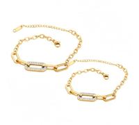 meberg Karma NH10859006 Fußkettchen & Armband Schmuckset Gold Zirkon Edelstahl 2er Set Damenarmband und Fusskette Armschmuck Fußschmuck Urlaub Strand Abendmode Accessoires wasserfest hypoallergen