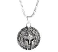 meberg Karma NH11325936 Halskette mit Sparta Silber Herren Edelstahl 59 cm Kette mit Anhänger Herrenschmuck Edelstahlkette Männer Herrenhalskette Geschenk für Ihn wasserfest hypoallergen