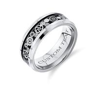 Mechanic Car Racer Ring Punk Rock Motorrad Bikerin Schmuck Silber Titan Ringe Für Männer Trauringe Steampunk Zahnrad Carbon Fiber Inlay Abgeschrägte Kanten Kompfort Fit 8Mm Individuelle Gravur