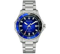 Mechanische Uhr BULOVA "Marine Star", silberfarben, blau, Armbanduhren, Herren, Armbanduhr, Herrenuhr, Edelstahlarmband, analog, Big Date (89505918-0) silberfarben, blau