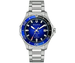 Mechanische Uhr BULOVA "Marine Star", silberfarben, blau, Armbanduhren, Herren, Armbanduhr, Herrenuhr, Edelstahlarmband, analog, Big Date (89505918-0) silberfarben, blau