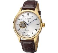 Mechanische Uhr REGENT, braun (dunkelbraun, goldfarben), Armbanduhren, Herren, Mechanische Uhr, Armbanduhr,Automatikuhr,Herren,Saphirglas,Lederarmband,Made in Germany (89463534-0)