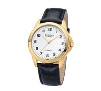 Mechanische Uhr REGENT, schwarz, goldfarben, Armbanduhren, Damen, Armbanduhr, Damenuhr, Herrenuhr, Lederarmband, analog (70559739-0) schwarz, goldfarben