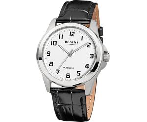 Mechanische Uhr REGENT, schwarz (schwarz, schwarz), Armbanduhren, Herren, Mechanische Uhr, Armbanduhr, Herrenuhr, Damenuhr, Handaufzug, Lederarmband (99219453-0)