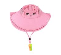 MechKit Sonnenhut für Mädchen, UV-Schutz, niedlicher Cartoon-Druck, große Krempe, Kinder-Strandspielkappe für den Sommer, Rosa