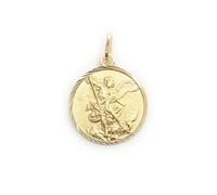 Medaille Anhänger St. Michael Erzengel aus Sterlingsilber, 18 kt Goldabdeckung. St. Michael Erzengel, verteidigen uns im Kampf