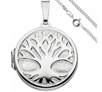 Medaillon Anhänger Baum des Lebens rund 925 Silber mit Kette 60 cm
