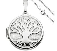 Medaillon Anhänger Baum des Lebens Weltenbaum rund 925 Silber mit Kette 60 cm