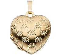 Medaillon Anhänger zum Öffnen Amulett Herz 333 Gold Gelbgold mattiert Damen