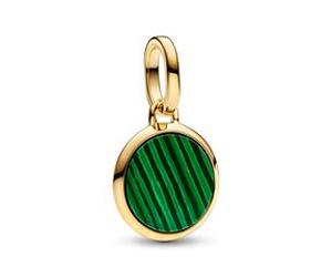 Medaillon-Charm ME, gold, Malachit (synth.), gravierbar