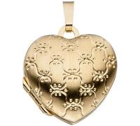 Medaillon Herz 333 Gelbgold mattiert