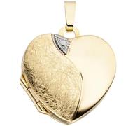Jobo Damen Medaillon Herz 333 Gold Gelbgold eismatt Anhänger zum Öffnen für 2 Fotos