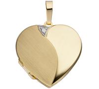 Medaillon Herz 585 Gold Gelbgold mattiert Anhänger zum Öffnen
