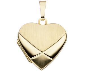 Medaillon Herz 585 Gold Gelbgold mattiert Anhänger zum Öffnen