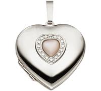 Medaillon Herz 925 Sterling Silber Perlmutt Einlage Anhänger zum Öffnen