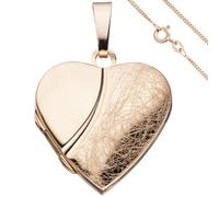 Jobo Damen Medaillon Herz Anhänger zum Öffnen 925 Silber rosegold vergoldet mit Kette 50 cm