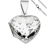 Medaillon Herz Anhänger zum Öffnen für 2 Fotos 925 Silber mit Kette 42 cm