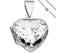 Medaillon Herz Anhänger zum Öffnen für 2 Fotos 925 Silber mit Kette 50 cm