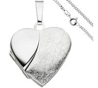Medaillon Herz Anhänger zum Öffnen für 2 Fotos 925 Silber mit Kette 60 cm