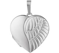 Medaillon Herz Flügel Engelsflügel 925 Silber matt Foto Anhänger zum Öffnen