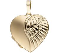 Medaillon Herz für 2 Fotos 333 Gold Gelbgold matt Anhänger zum Öffnen