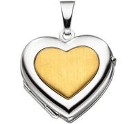 Medaillon Herz für 2 Fotos 333 Weißgold Gelbgold bicolor Anhänger