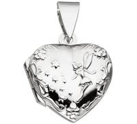 Medaillon Herz für 2 Fotos 925 Sterling Silber Anhänger zum Öffnen
