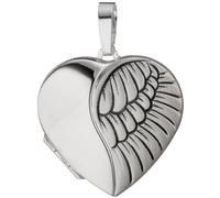 Medaillon Herz für 2 Fotos 925 Sterling Silber matt Anhänger zum Öffnen