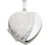 Medaillon Herz für 2 Fotos Herz 925 Sterling Silber eismatt Anhänger zum Öffnen