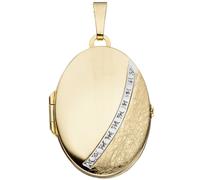 Medaillon oval 333 Gold Gelbgold bicolor eismatt Anhänger zum Öffnen