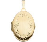 Medaillon oval 333 Gold Gelbgold mattiert Anhänger zum Öffnen