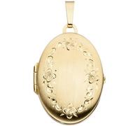 Medaillon oval 333 Gold Gelbgold mattiert Anhänger zum Öffnen