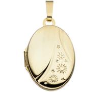 Medaillon oval 585 Gold Gelbgold Anhänger zum Öffnen