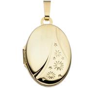 Medaillon oval 585 Gold Gelbgold Anhänger zum Öffnen