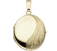 Medaillon oval 585 Gold Gelbgold mattiert Anhänger zum Öffnen