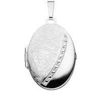 Medaillon oval 925 Sterling Silber eismatt Anhänger zum Öffnen