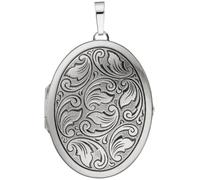 Medaillon oval 925 Sterling Silber mattiert geschwärzt Anhänger zum Öffnen