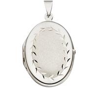 Medaillon oval 925 Sterling Silber rhodiniert mattiert Anhänger zum Öffnen