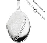 Medaillon oval Anhänger zum Öffnen für 2 Fotos 925 Silber mit Kette 60 cm