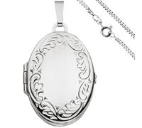 Medaillon oval Anhänger zum Öffnen für 4 Fotos 925 Silber mit Kette 50 cm