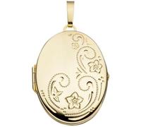 Medaillon oval Blumen 333 Gold Gelbgold Anhänger zum Öffnen