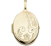 Medaillon oval Blumen 333 Gold Gelbgold Anhänger zum Öffnen