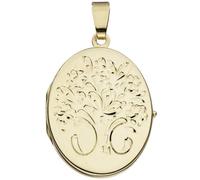 Medaillon oval Blumen 585 Gold Gelbgold Anhänger zum Öffnen