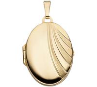 Medaillon oval für 2 Fotos 333 Gold Gelbgold matt Anhänger zum Öffnen