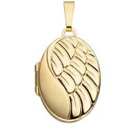 Medaillon oval für 2 Fotos 333 Gold Gelbgold matt Anhänger zum Öffnen