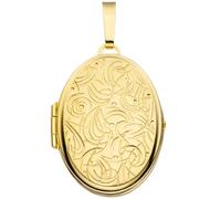 Medaillon oval für 2 Fotos 333 Gold Gelbgold matt Anhänger zum Öffnen
