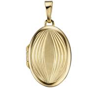 Medaillon oval für 2 Fotos 585 Gold Gelbgold matt Anhänger zum Öffnen